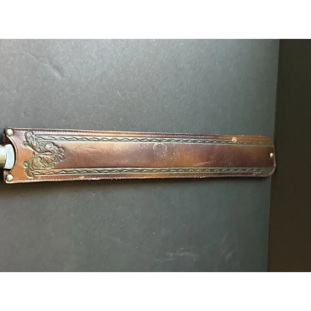Vintage Pepperidge Farm Handle Knife Leather Embossed Case Country Farmhouse